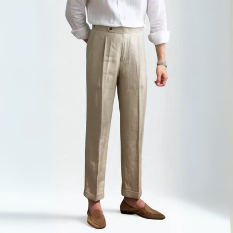 The Tuscany Linen Pleated Trousers