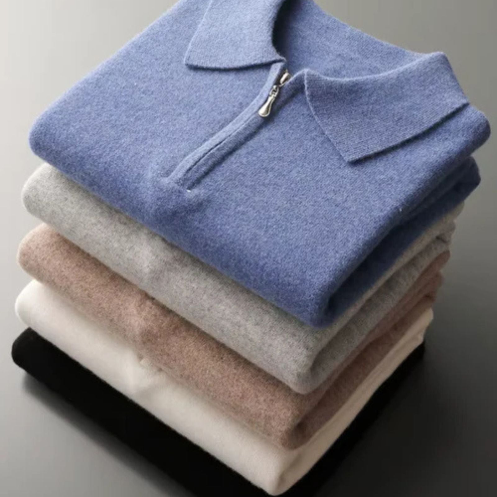 The Vienna Merino Wool Quarter Zip Polo