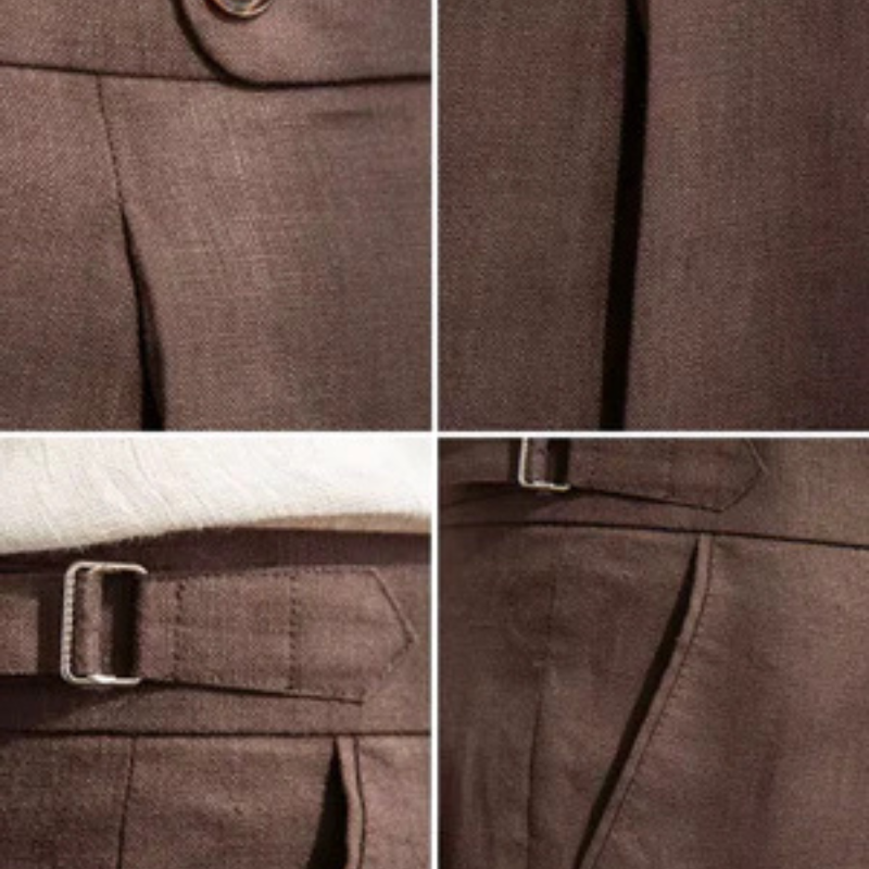 Men’s Pleated Trousers | Linen-Blend Straight-Leg Pants