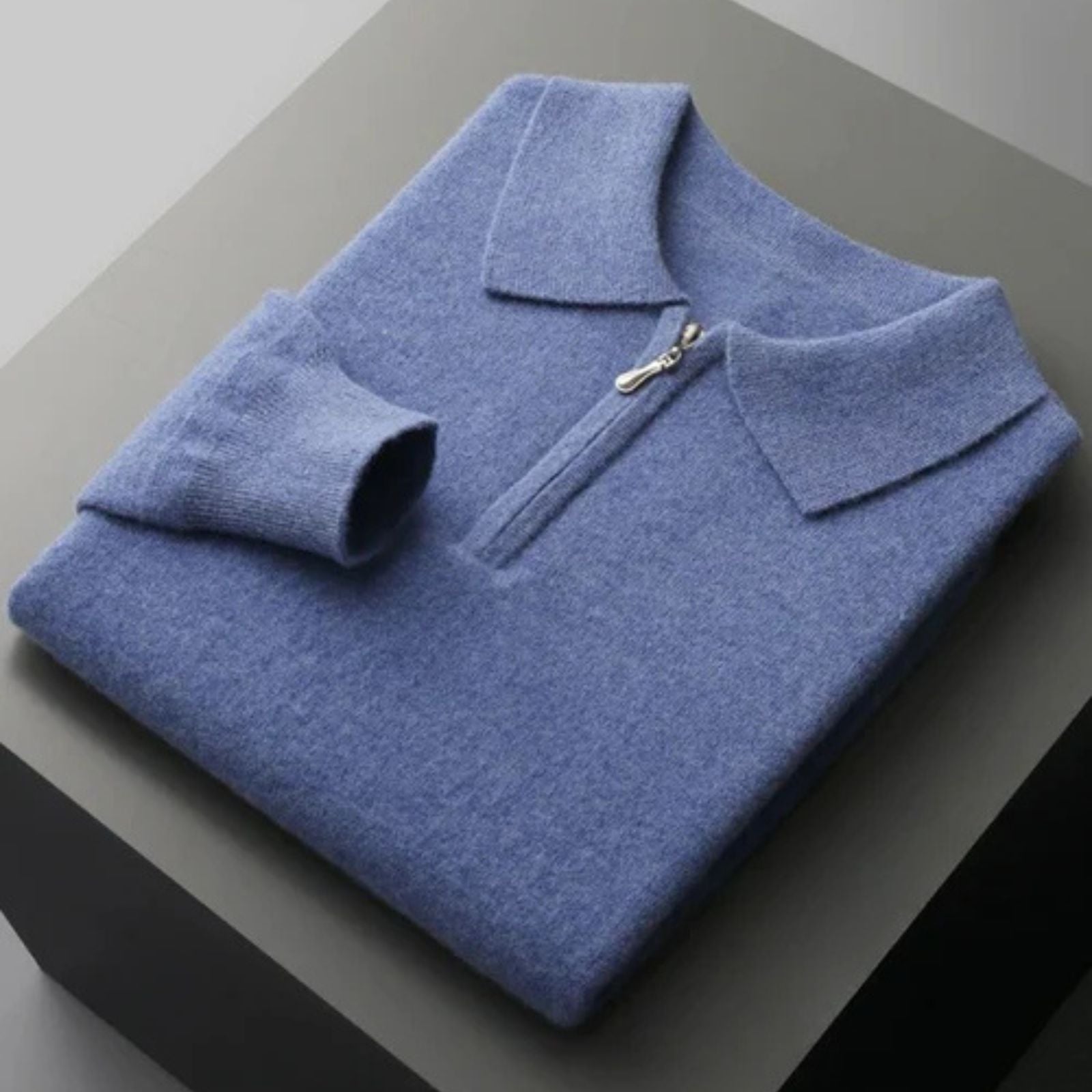 The Vienna Merino Wool Quarter Zip Polo