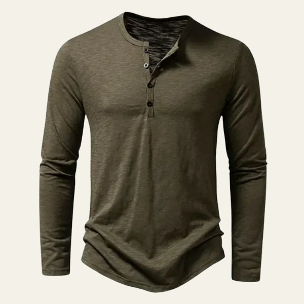 Men’s Long-Sleeve Henley | Lightweight Cotton Knit