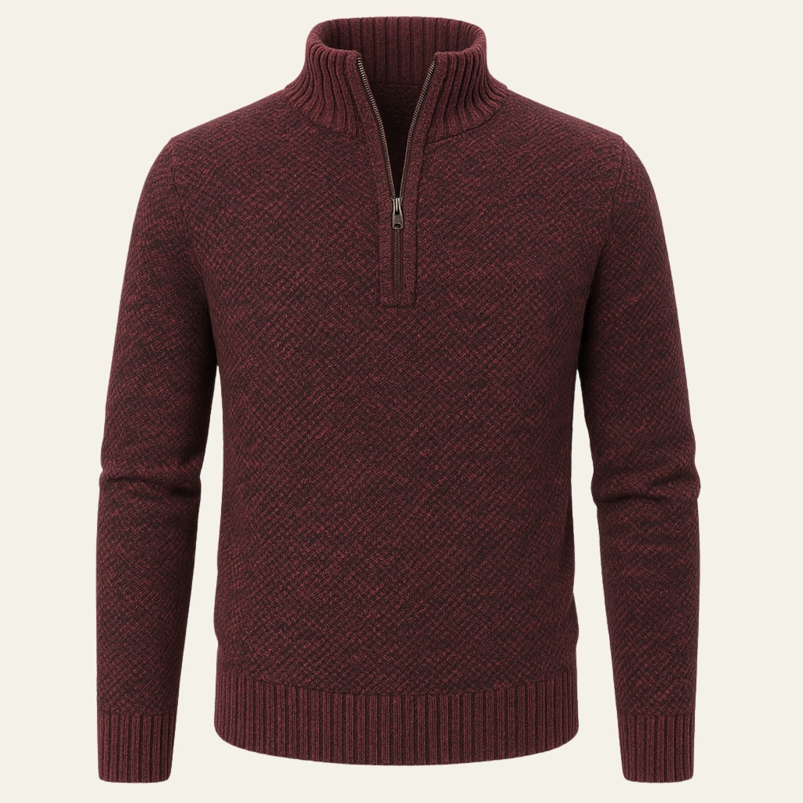 The Marseille Textured Quarter Zip Sweater