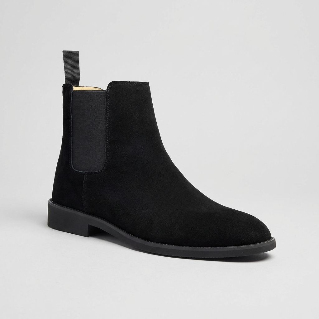 MEN’S BOOTS | CHELSEA | VEGAN SUEDE | BLACK SLIP-ON