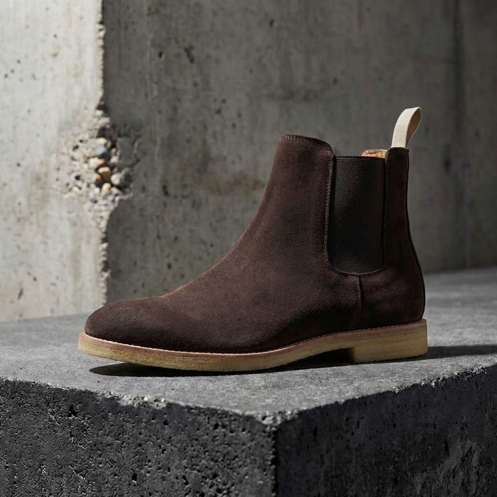 MEN’S BOOTS | CHELSEA | VEGAN SUEDE | BLACK SLIP-ON