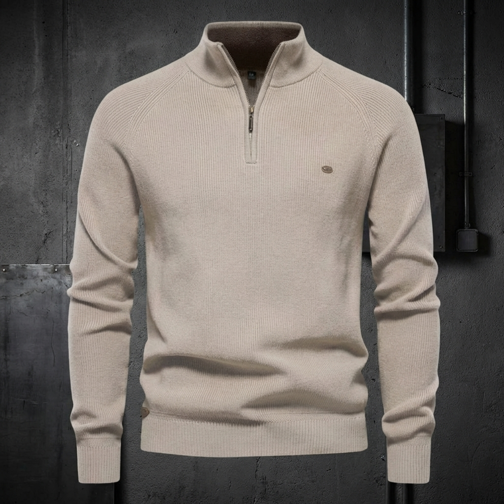 MEN’S PULLOVER | ZIP-NECK | KNIT | LONG SLEEVE