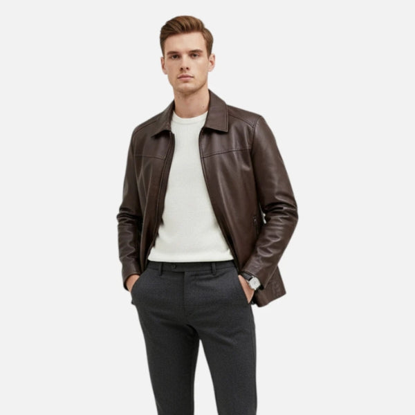 The Turin Leather Polo Jacket