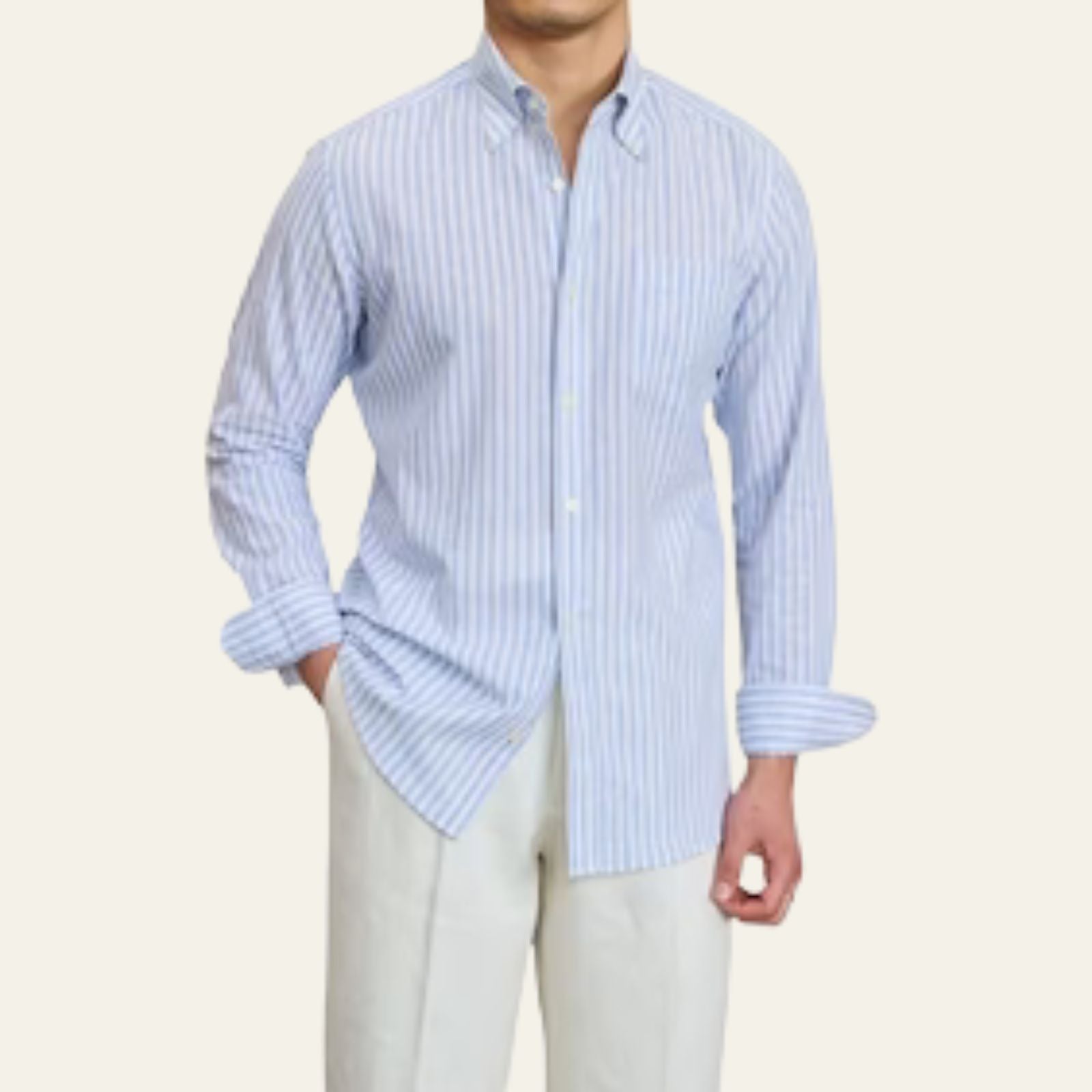 Men’s Linen Blend Long Sleeve Shirt – Casual