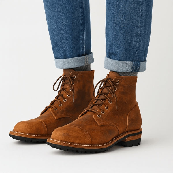 The Hudson Cap-Toe Lace-Up Ankle Boots