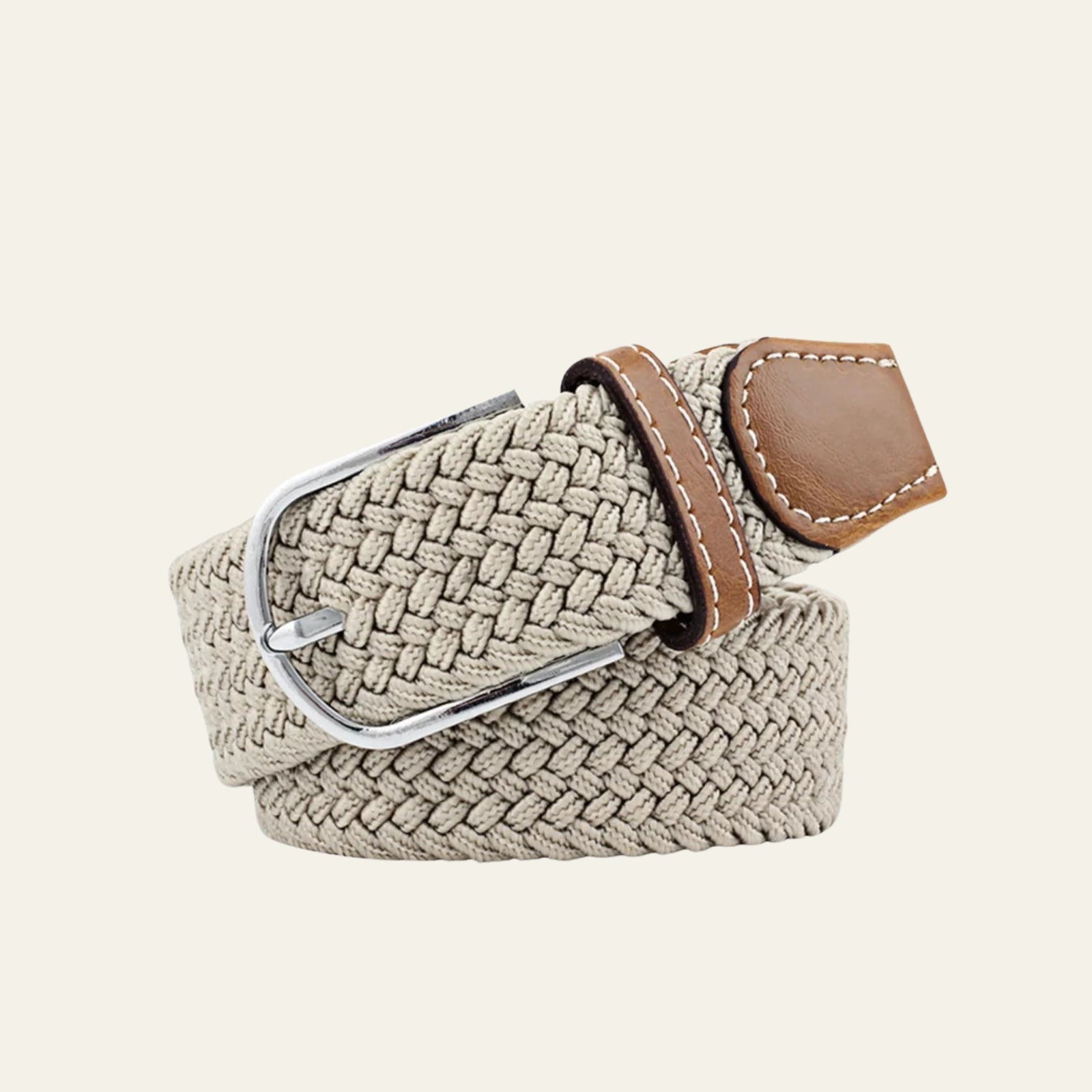 The Valencia Woven Belt light khaki grey