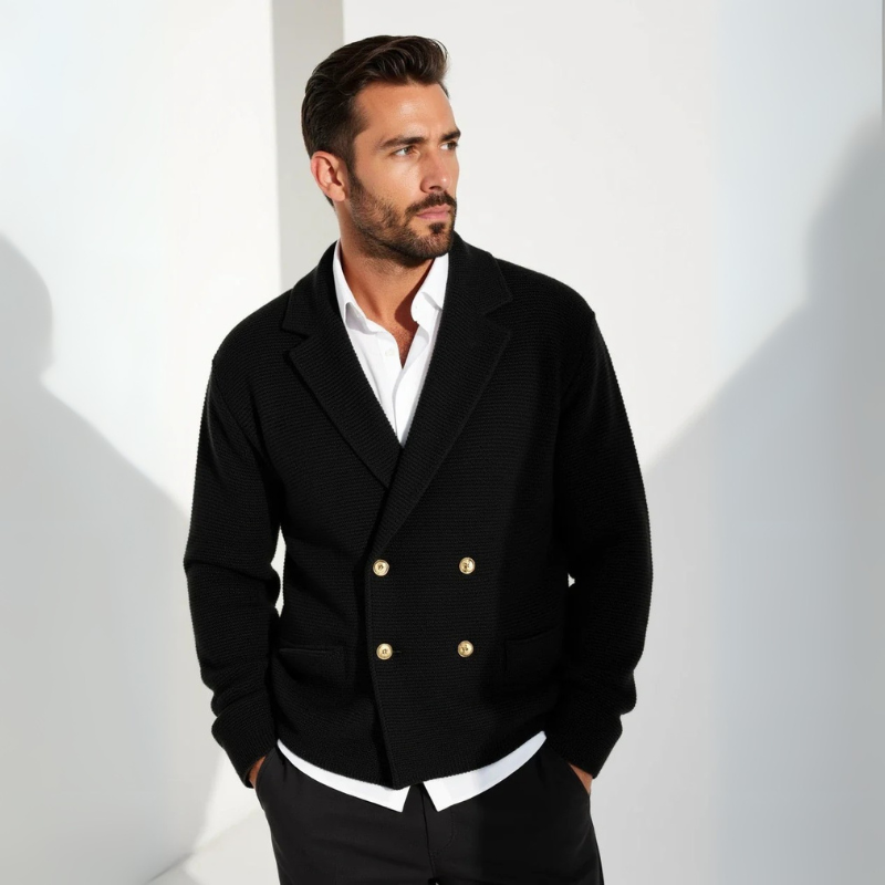 The Verona Cotton Double-Breasted Knit Cardigan
