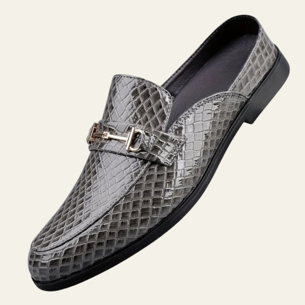 Men’s Dress Loafers | Gloss-Finish Vegan Leather Slip-On Shoes with Buckle